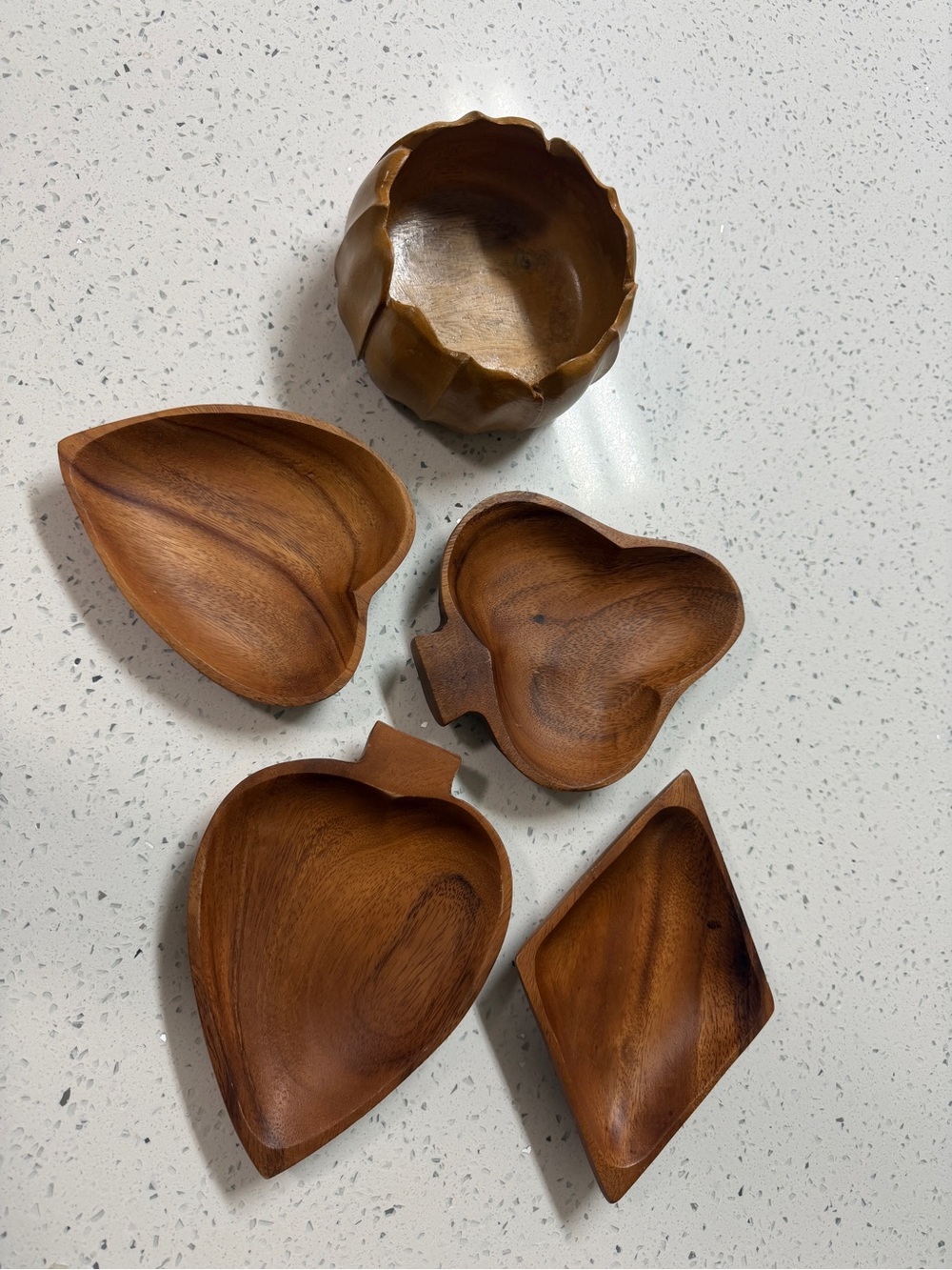 Vintage Monkeypod Wood Bowls Set 5 Hawaii Philippines MCM Hand Carved Boho